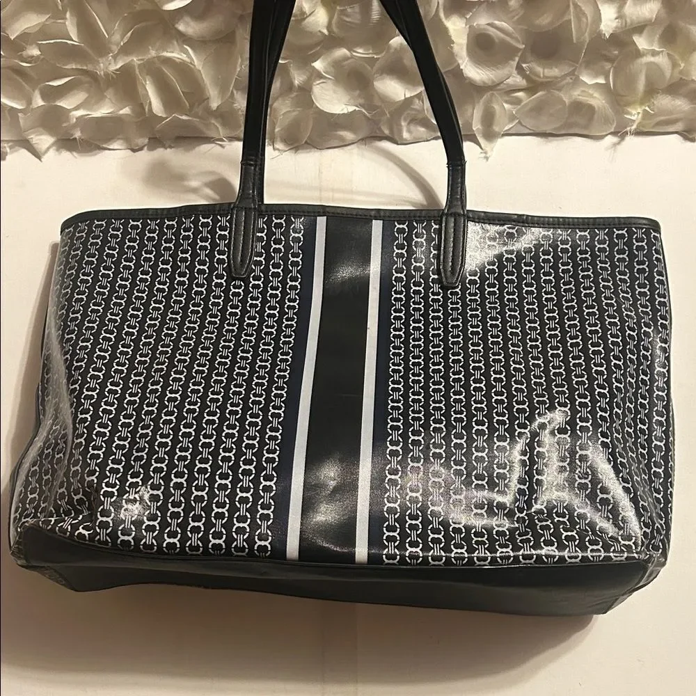 Tory Burch Black and White Geometric Tote